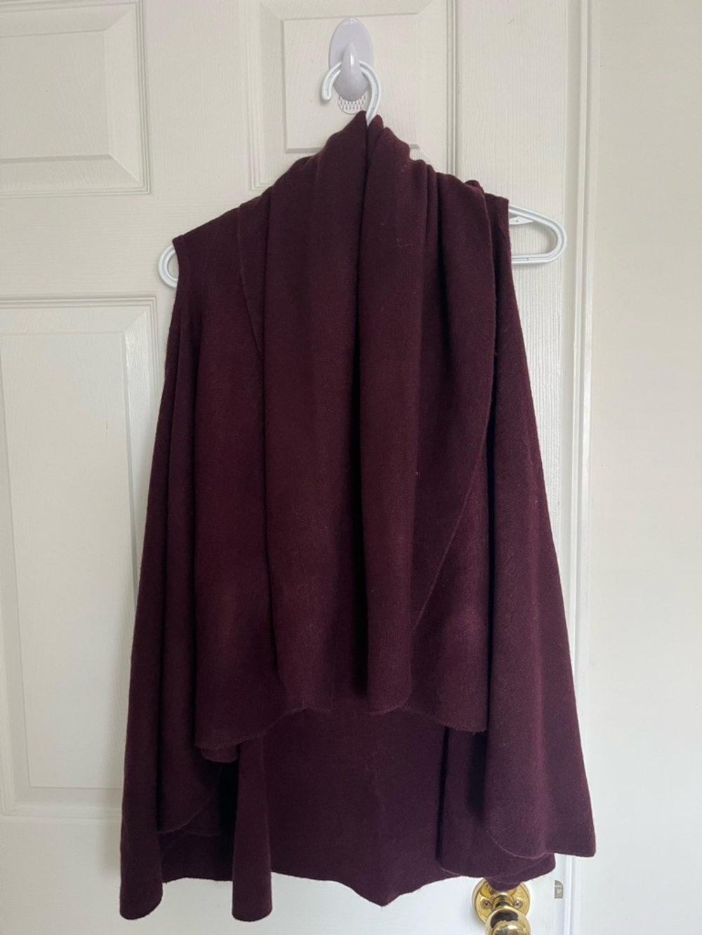Women's Burgundy Open-Front Sweater Cardigan
